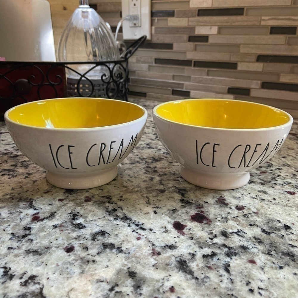 NWT Rae Dunn Ice Cream" Pedestal Bowl - Ceramic, Set of 2
